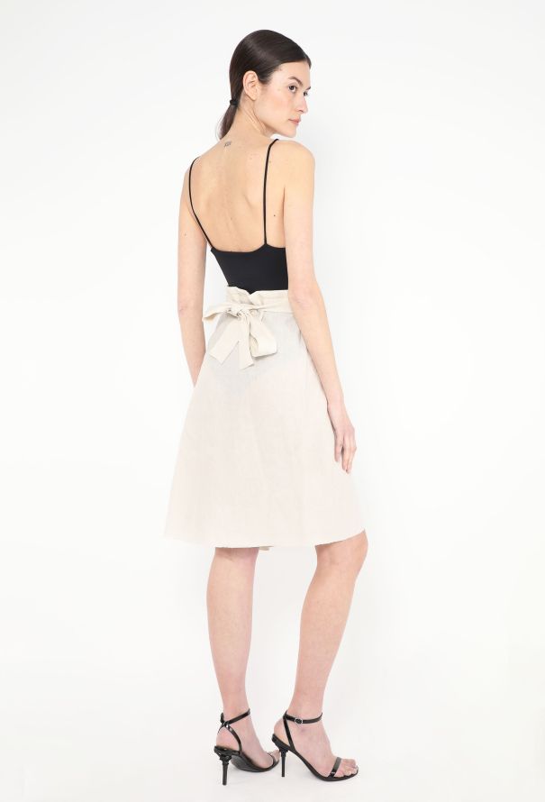 Prada Ruffled Linen Belted Skirt - 2