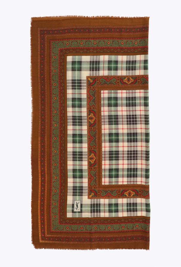 Saint Laurent Late '70s Checkered Paisley Scarf - 1
