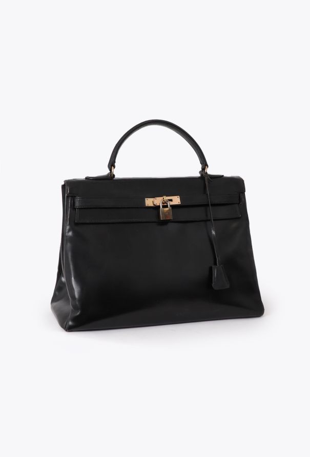 Hermès Vintage Black Box Kelly Retourné 35 - 3