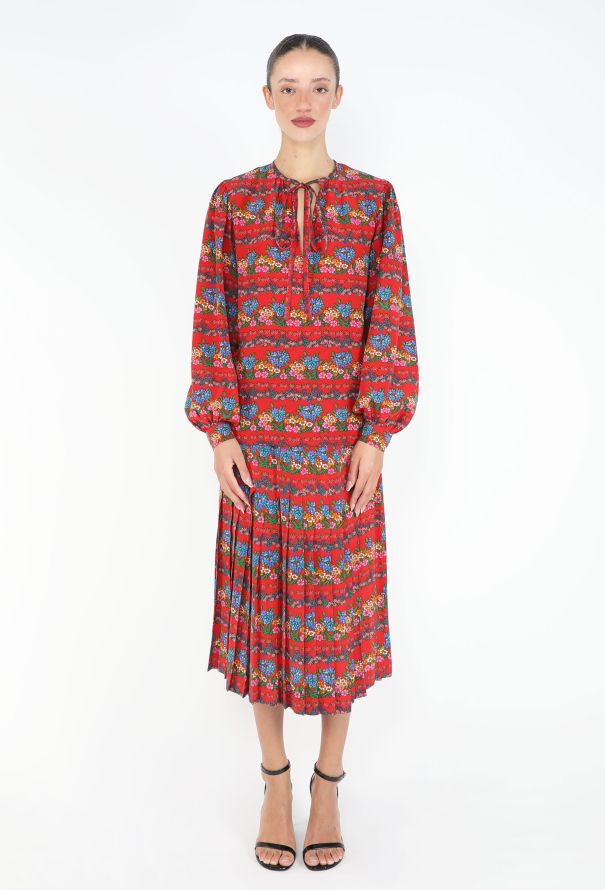 Saint Laurent RARE 1973 Floral Silk Ensemble - 3