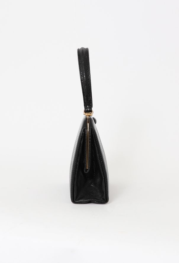 '60s Black Lizard Top Handle Bag - 5 '60s Black Lizard Top Handle Bag - 5