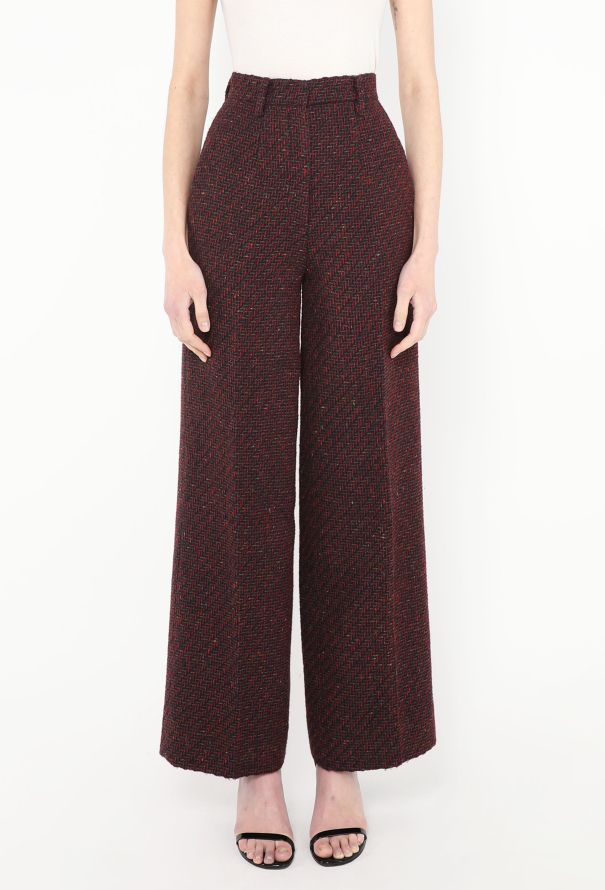 Prada High-Waisted Tweed Trousers - 2