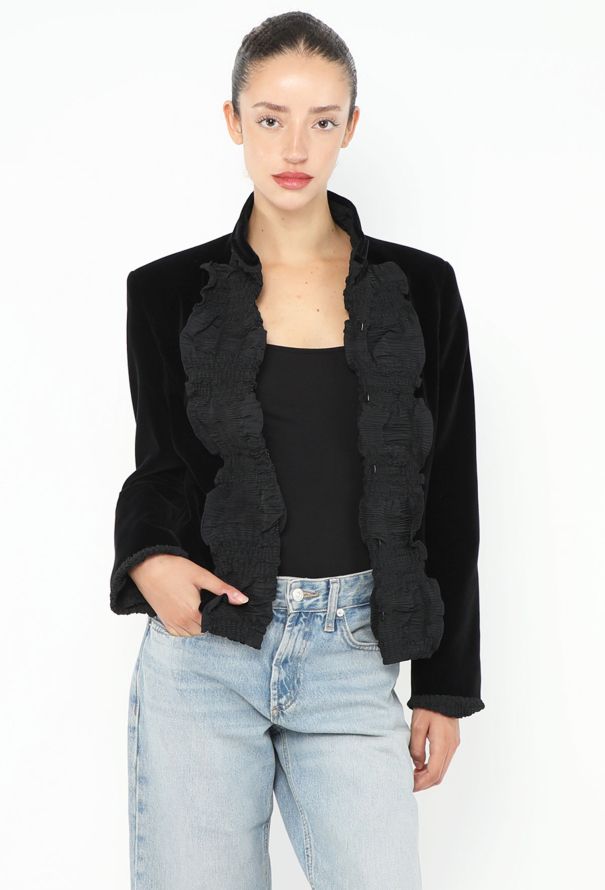 Saint Laurent Tom Ford F/W 2001 Velvet Ruffled Jacket - 5