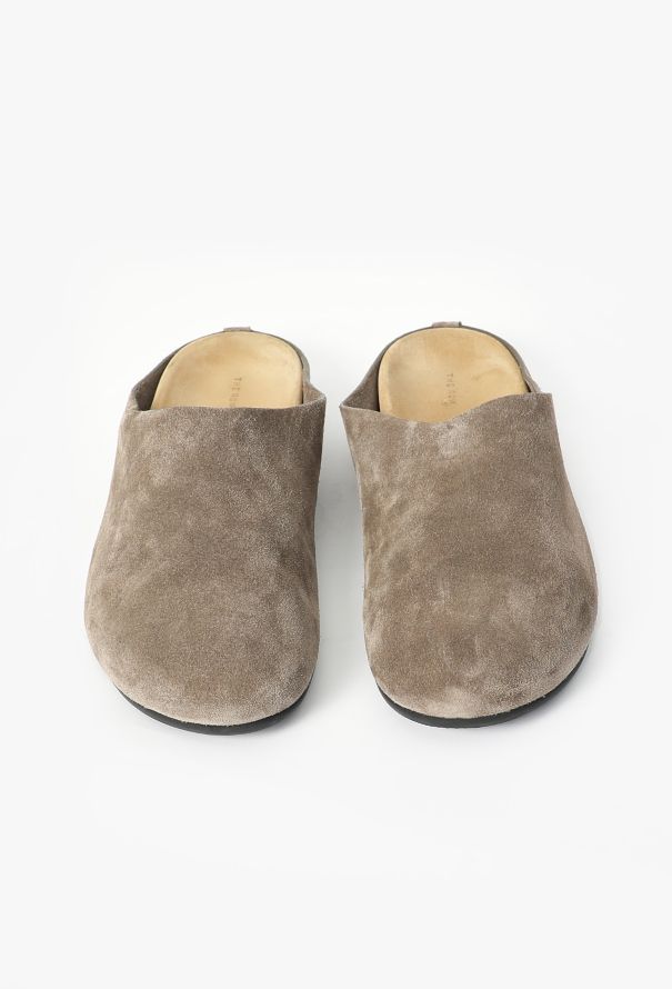 The Row Taupe Suede Hugo Mules - 3