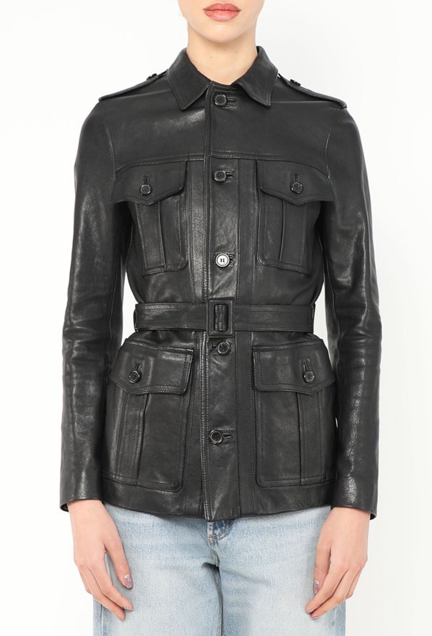 Saint Laurent Belted Lambskin Saharan Jacket - 1