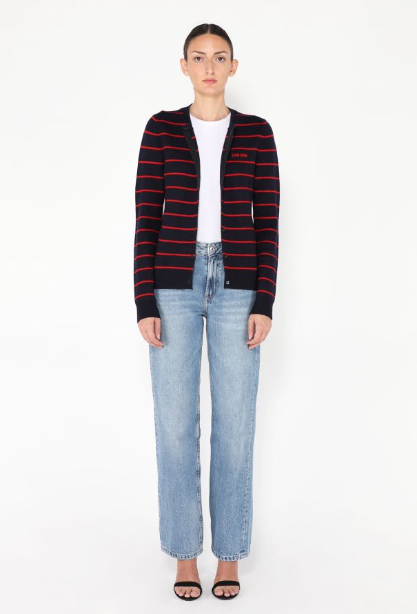 Miu Miu 2024 Striped Logo Cardigan - 3