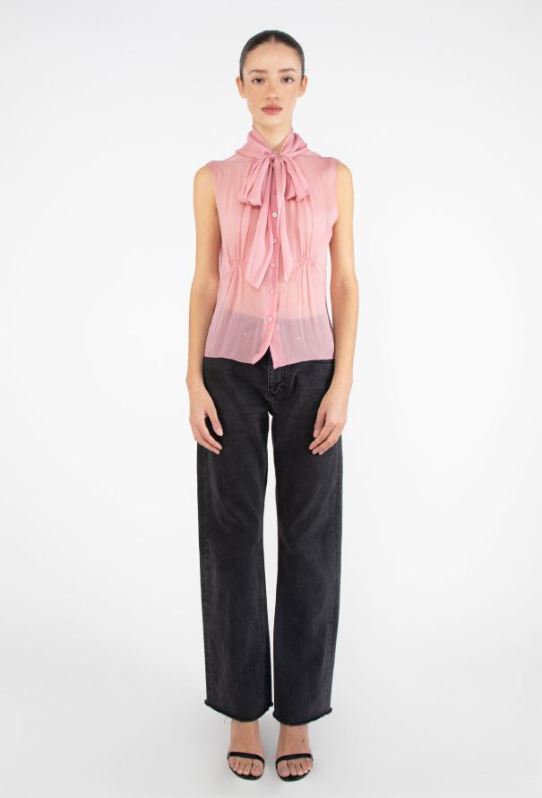 Prada Chiffon Lavallière Blouse - 3