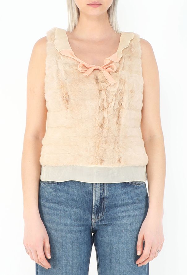 Prada 2000 Ermine Fur Ruffled Vest - 1