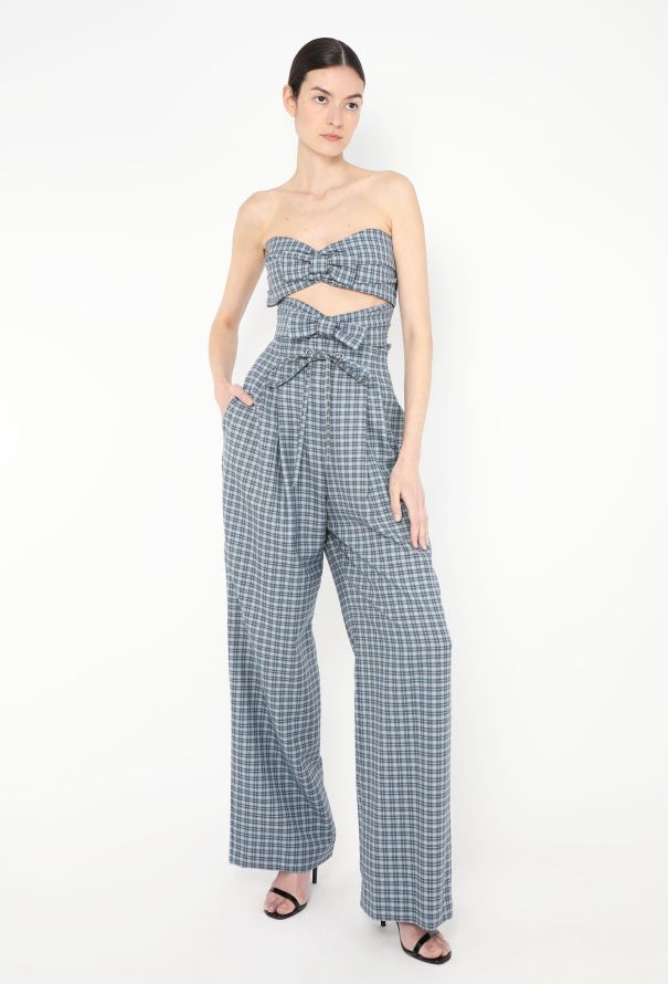 Rodarte Plaid Wide-Leg Bustier Ensemble - 1