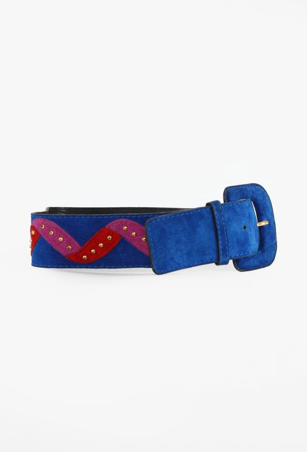 Saint Laurent Suede Serpentine Studded Belt, 1990s - 2