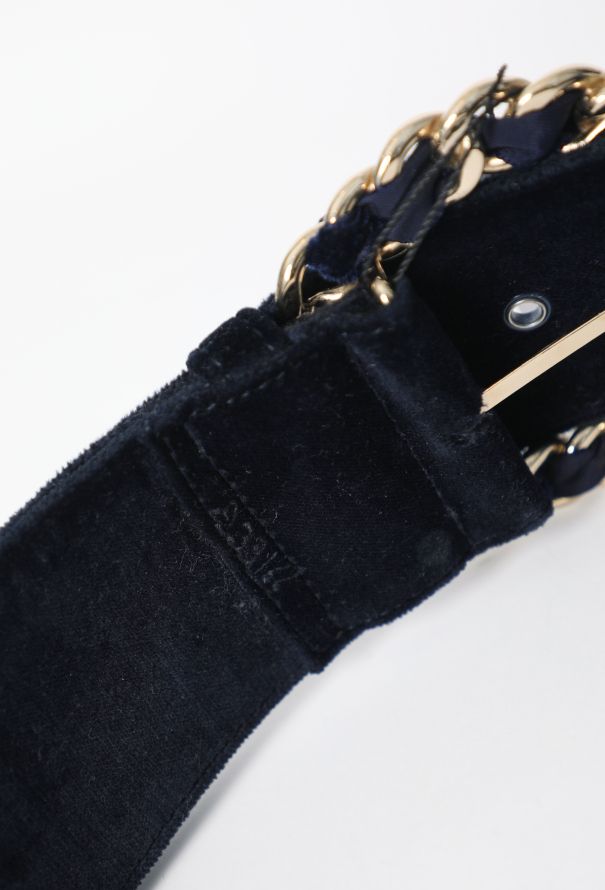 Chanel F/W 2006 Velour Chain-Buckle Belt - 6
