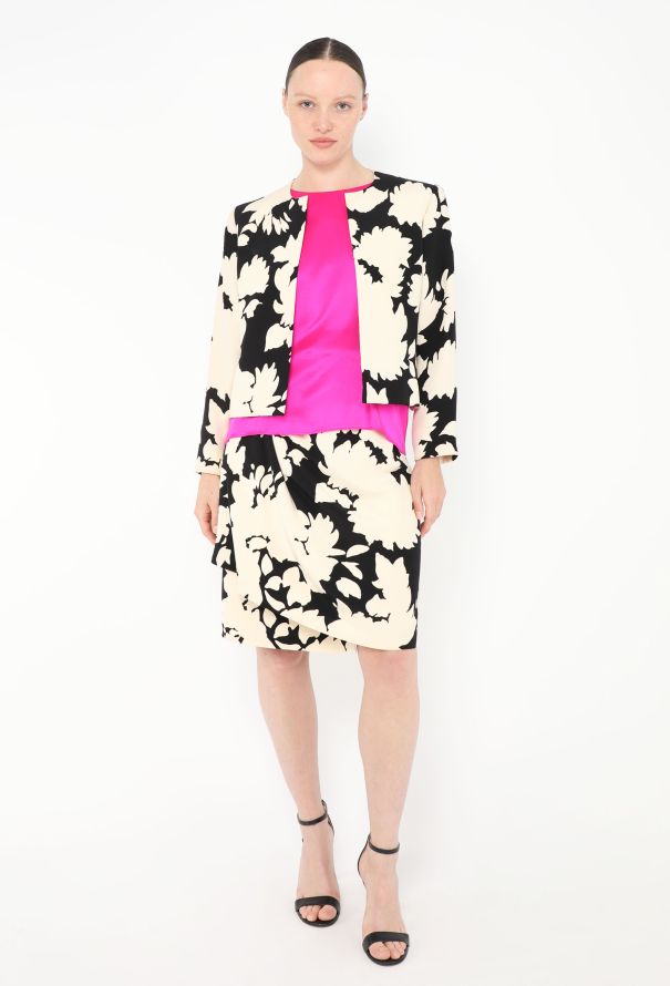 Saint Laurent Couture S/S 1991 Belted Floral Wrap Ensemble - 5