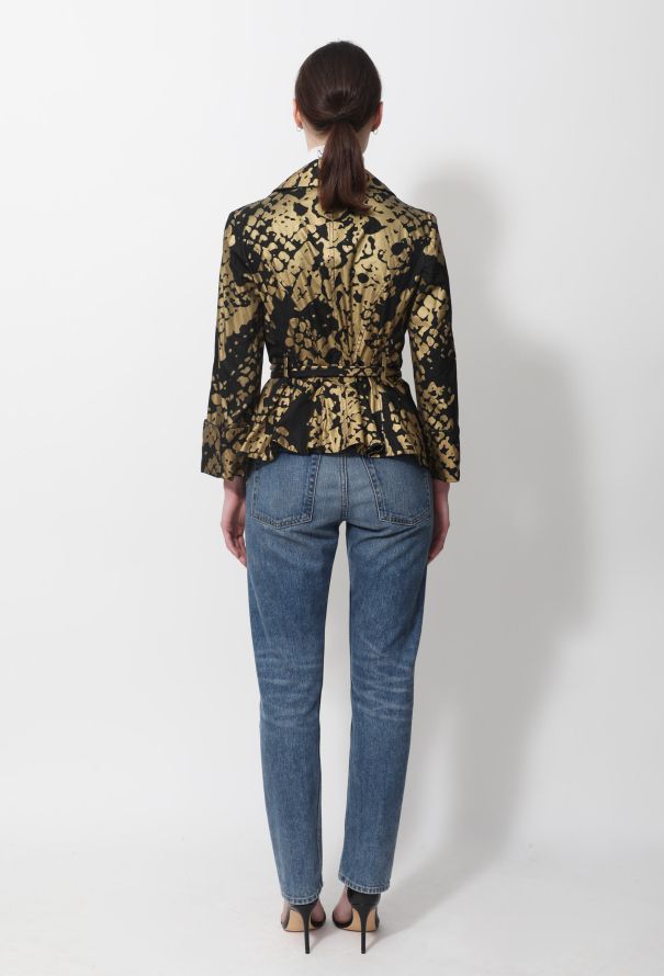 Saint Laurent Metallic Graphic Belted Jacket - 4