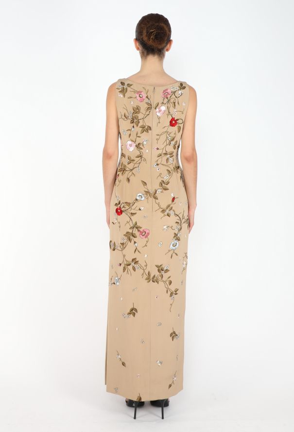 Oscar De La Renta Embroidered Silk Column Dress, 2001 - 4