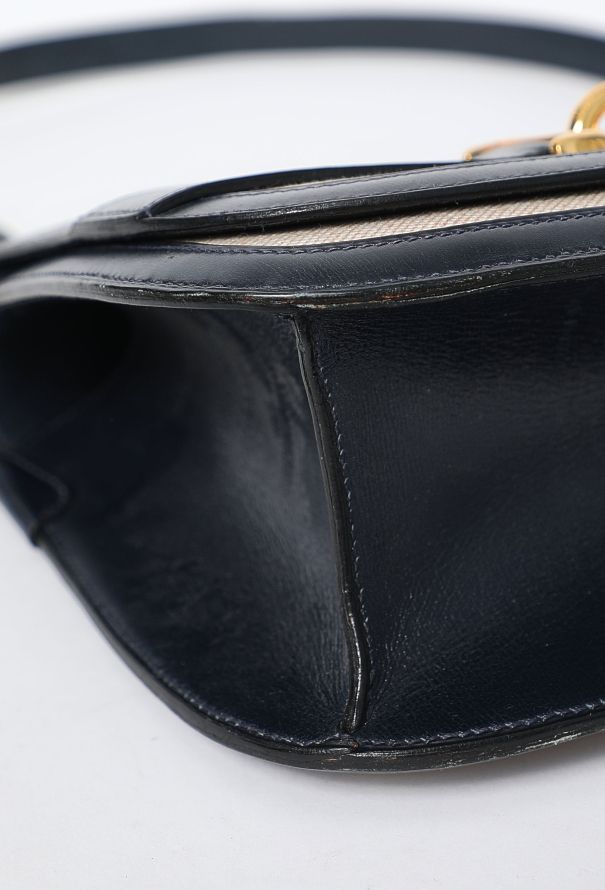 Hermès RARE '70s Toile H & Navy Box Malle Poste Bag - 10