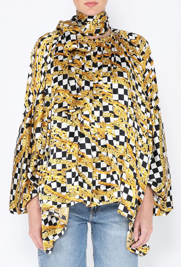 Balenciaga 2019 Chainlink Printed Silk Blouse - 3