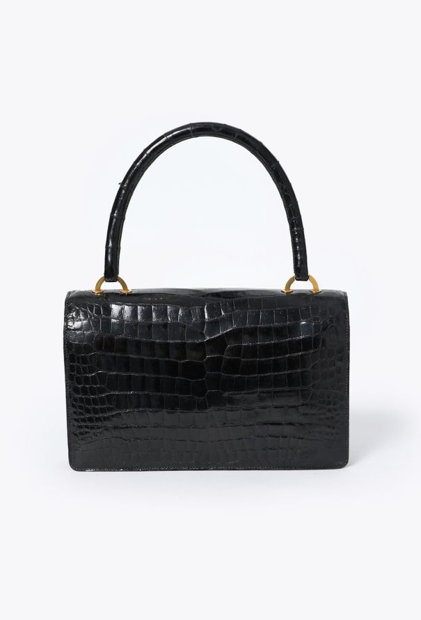 Hermès Vintage Black Porosus Ring Bag - 5