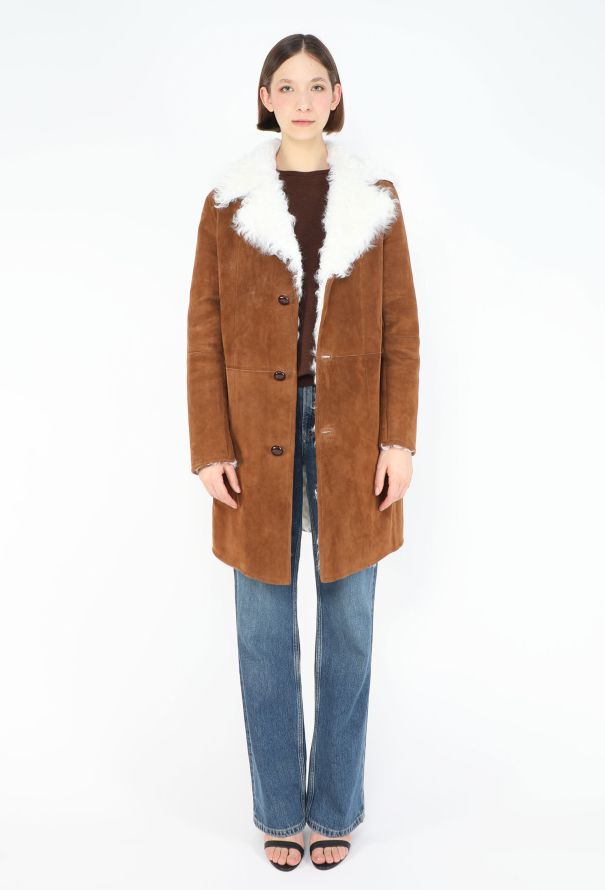 Saint Laurent 2017 Shearling-Lined Suede Coat - 1