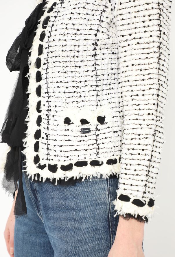 Chanel 2005 Sequin Chiffon Tweed Jacket - 5