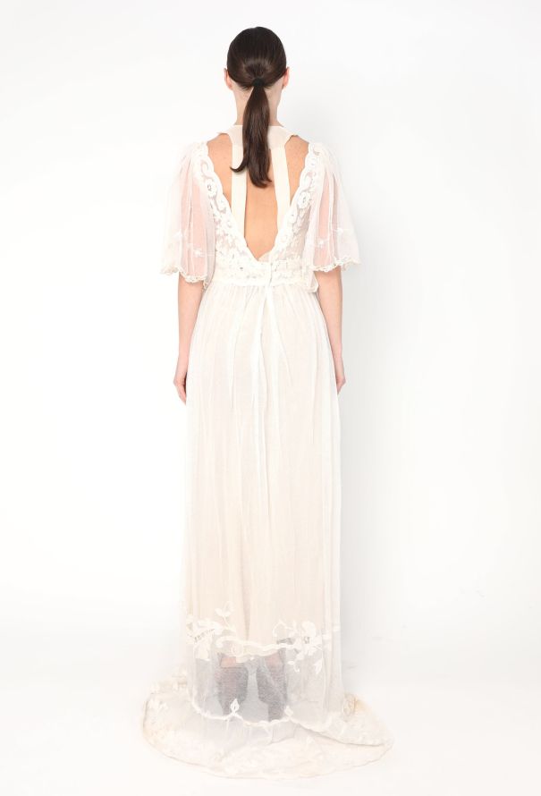 Embroidered Antique Tulle Lace Dress - 5