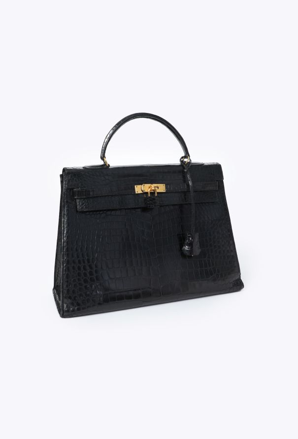 Hermès Rare 1970  Black Porosus Kelly Sellier 35 - 3