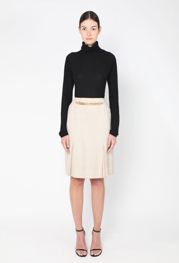 Céline Vintage Houndstooth Chainlink Skirt - 2