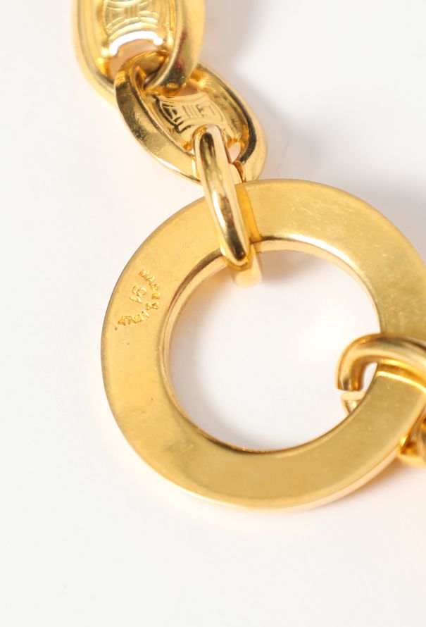 Céline 1991 Embossed Triomphe Chainlink Belt - 4 Céline 1991 Embossed Triomphe Chainlink Belt - 4