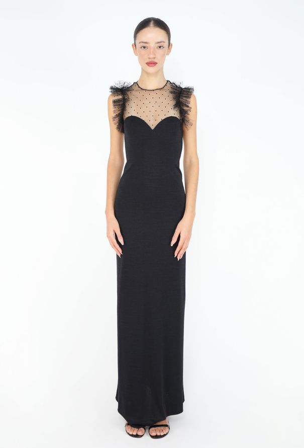 Azzaro STUNNING 1975 Flocked Tulle Sweetheart Gown - 3