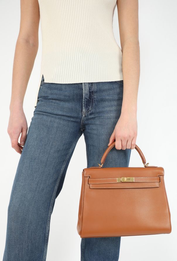 Hermès Rare Vintage Gold Chamonix Kelly Retourné 32 - 2