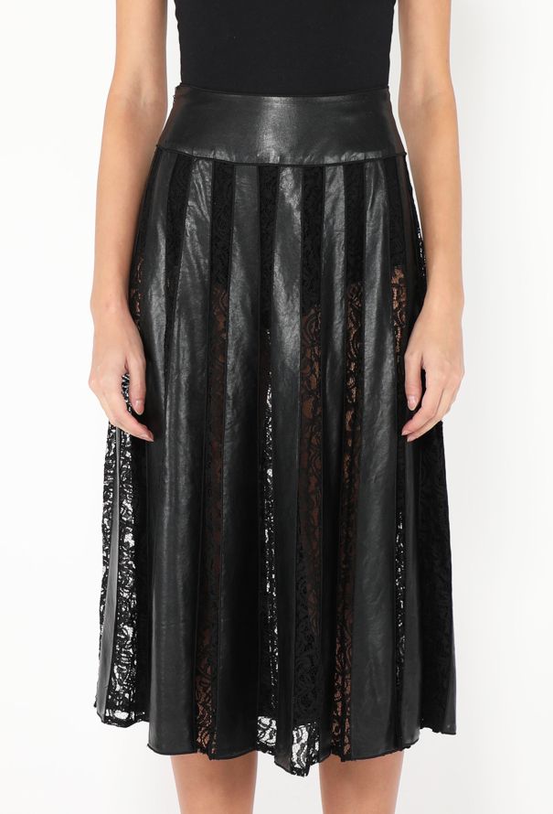 Flared Lace Panel Skirt - 2