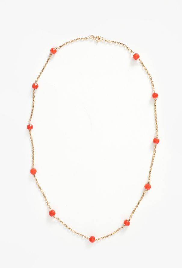 Vintage Fine Jewelry Vintage 18K Yellow Gold Mediterranean Coral Necklace - 1