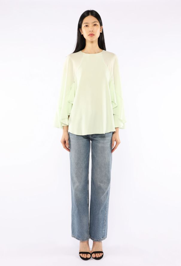 Chloé Ruffle Cape Sleeve Blouse - 3