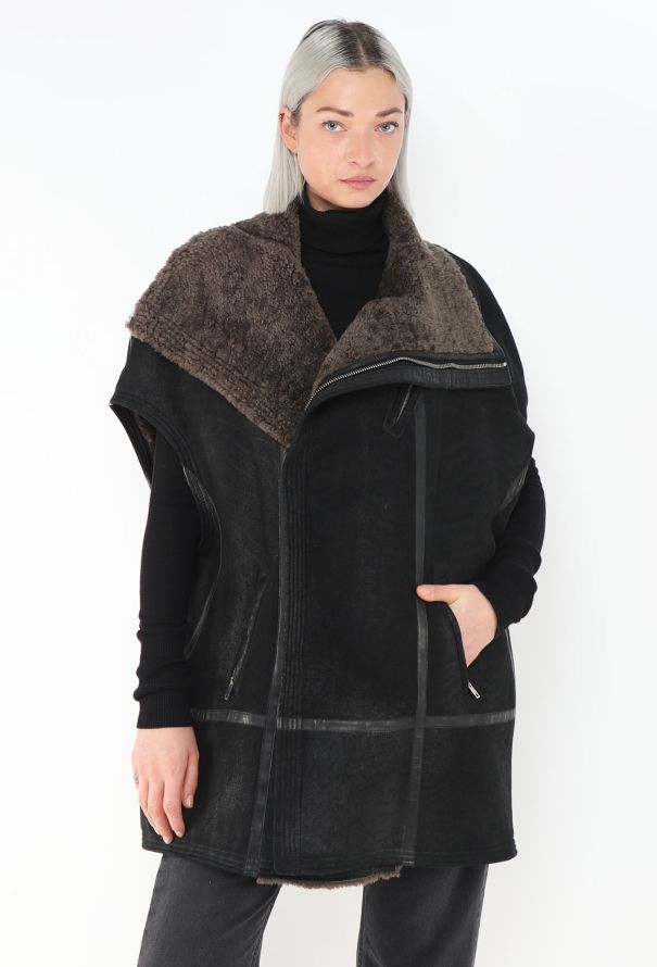 Rick Owens Oversized Shearling-Lined Biker Vest - 2