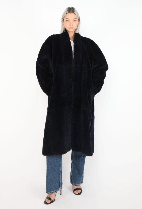 Saint Laurent Vintage Midnight Shearling Fur Coat - 1