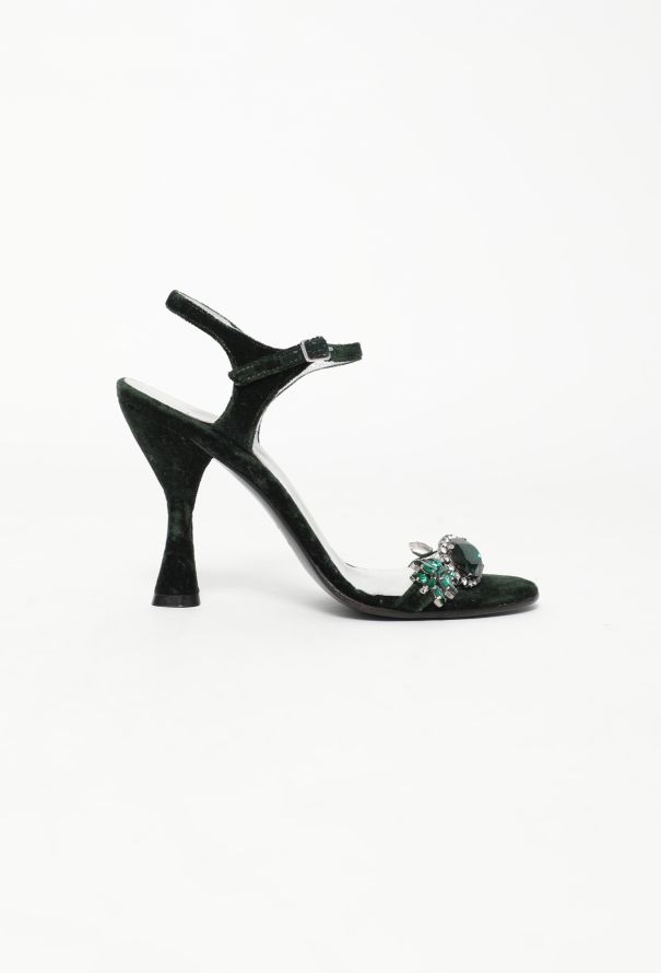 Dolce & Gabbana Jewel Embellished Velvet Sandals - 1