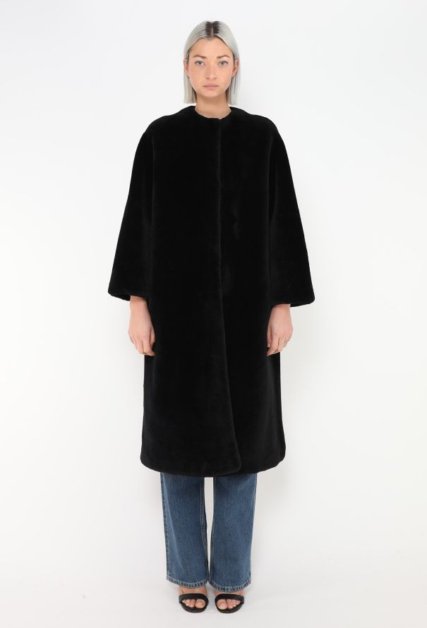 Givenchy Collarless Belted Shearling Coat - 3