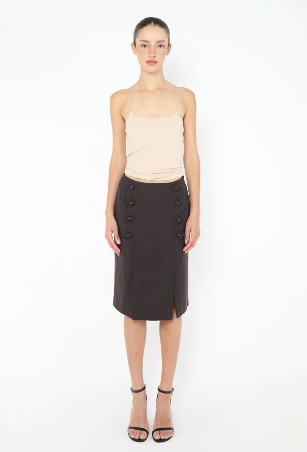 Saint Laurent 2005 Satin Trim Military Skirt - 3