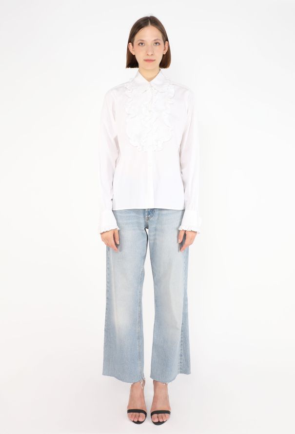Saint Laurent Ruffled Cotton Smock Blouse - 3