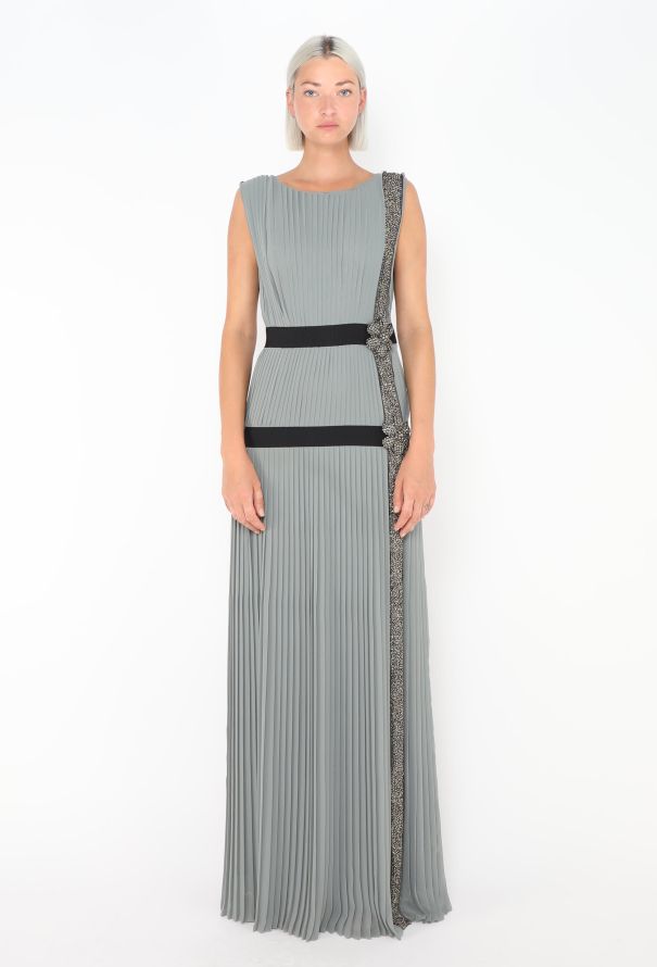 Alberta Ferretti Pleated Strass Gown - 1