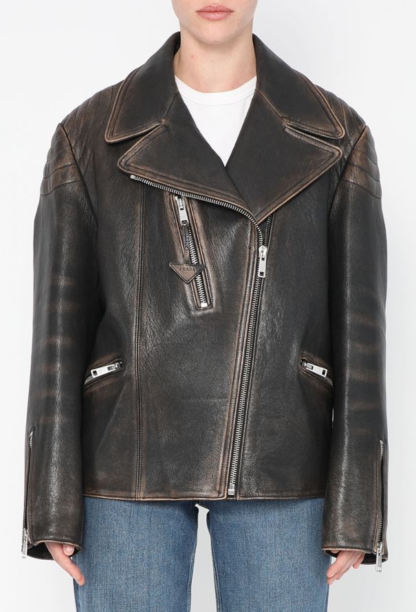S S 2022 Distressed Leather Biker Jacket Authentic Vintage ReSee