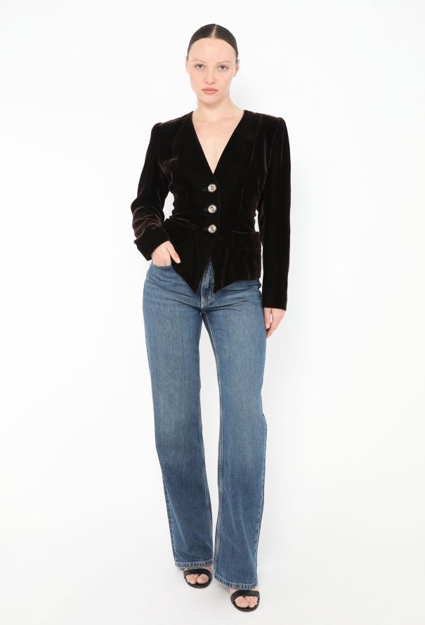 Saint Laurent '90s Embellished Velvet Blazer - 4