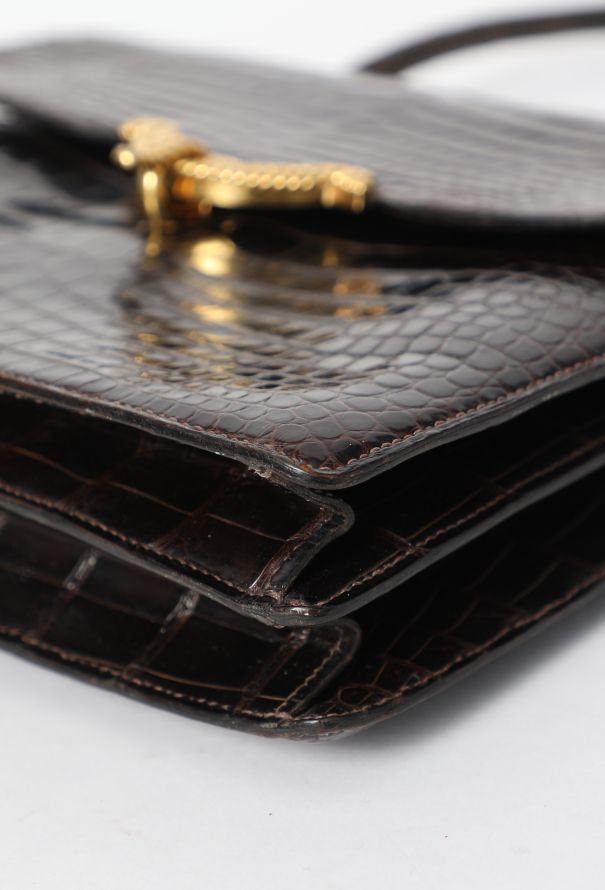 Hermès Rare 1960s Marron Porosus Vasco Bag - 8