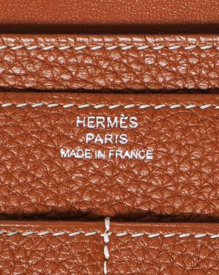 Hermes Dogon Card Holder Togo Leather Palladium Hardware In Brown