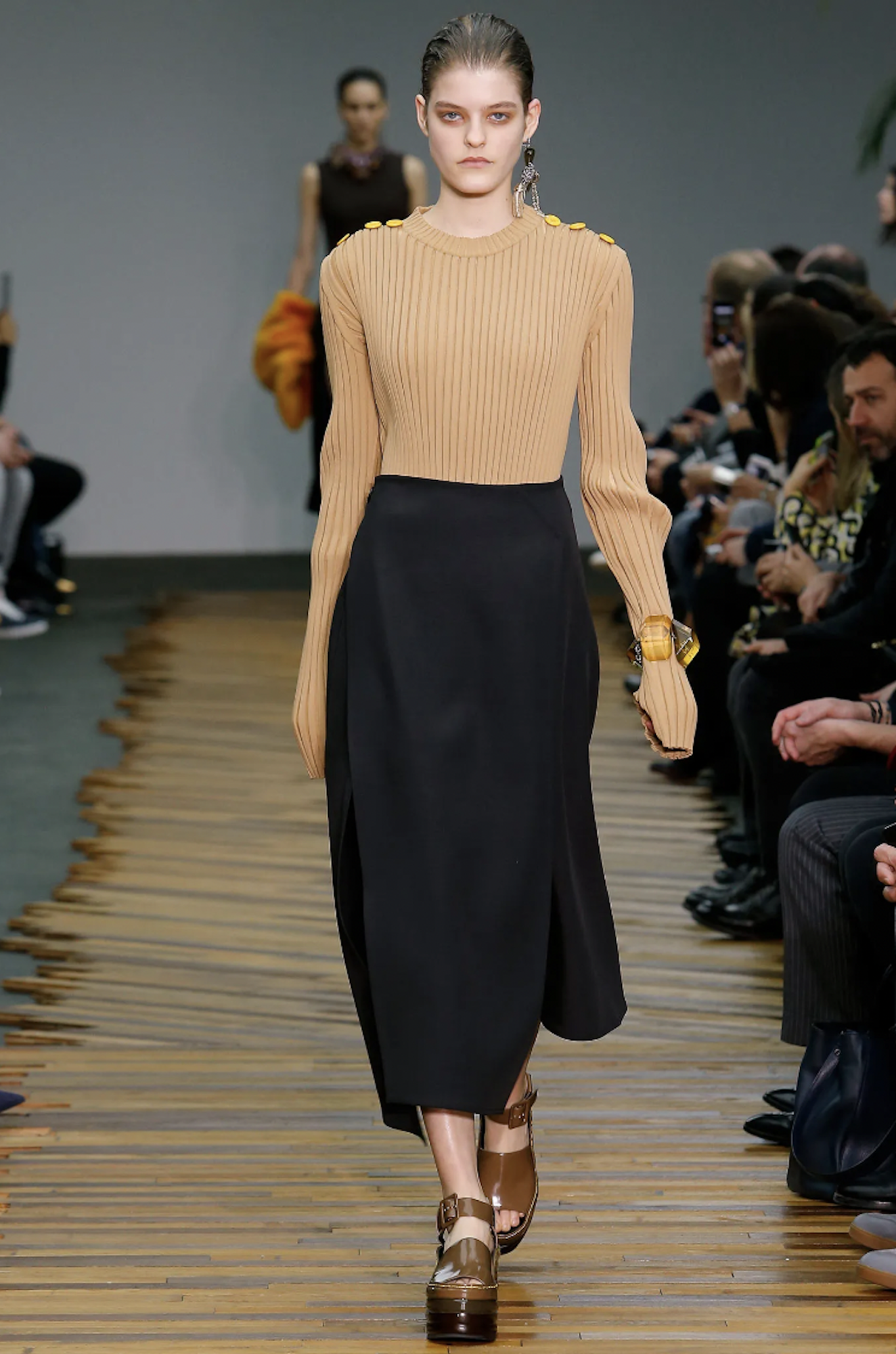 Asymmetrical Satin Wrap Skirt by Phoebe Philo – Fall 2014 - Céline