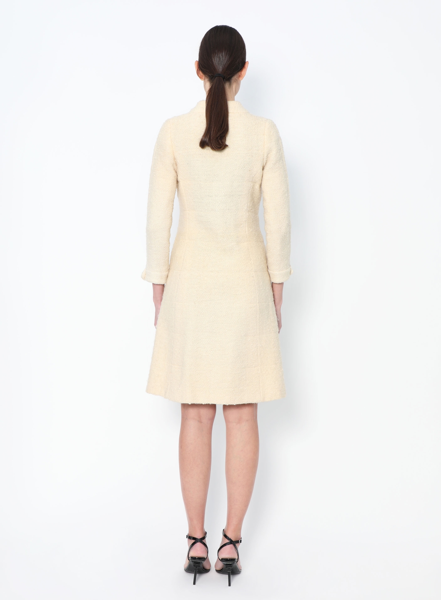 cream chanel tweed dress CHANEL Tweed Cream Sequin Mini Dress