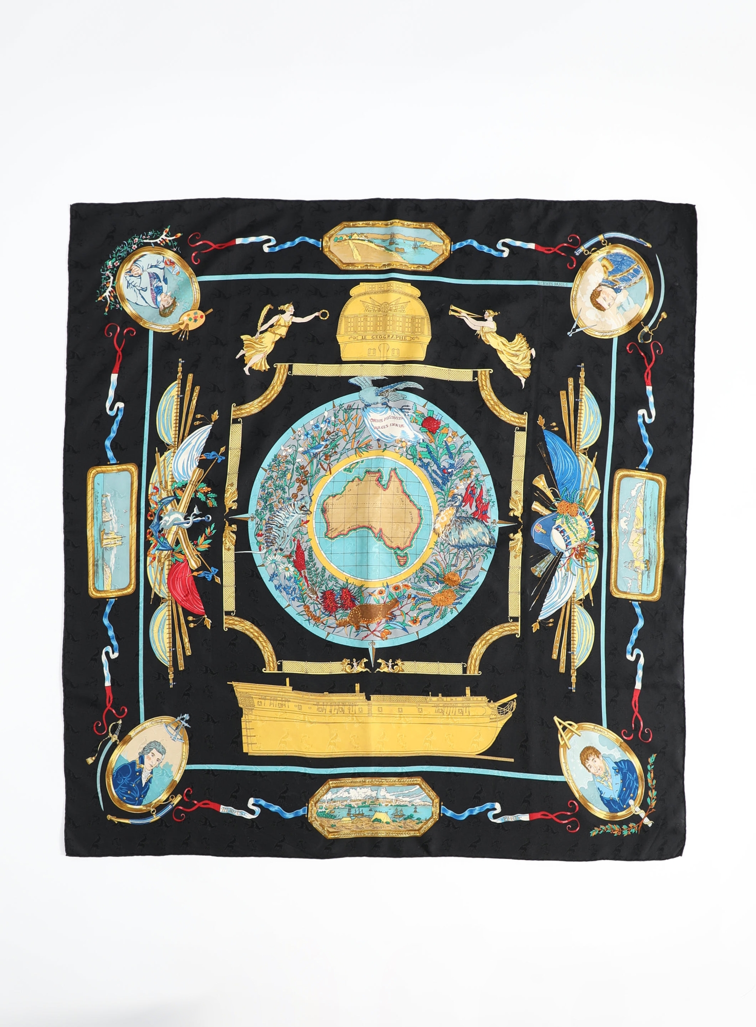 1992 'Le Geographe' 90cm Silk Carré | Authentic & Vintage | ReSee