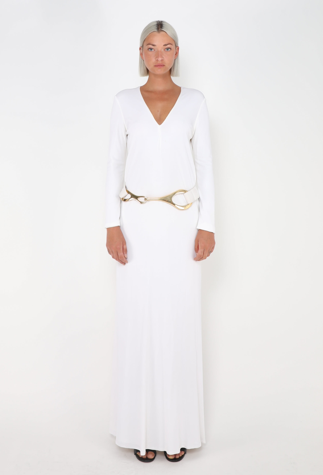 定価20万以上 GUCCIグッチ テニス ロゴ ジップアップ プリーツ ワンピ白 COLLECTOR F/W 1996 Horsebit Jersey Gown - Gucci | ReSee