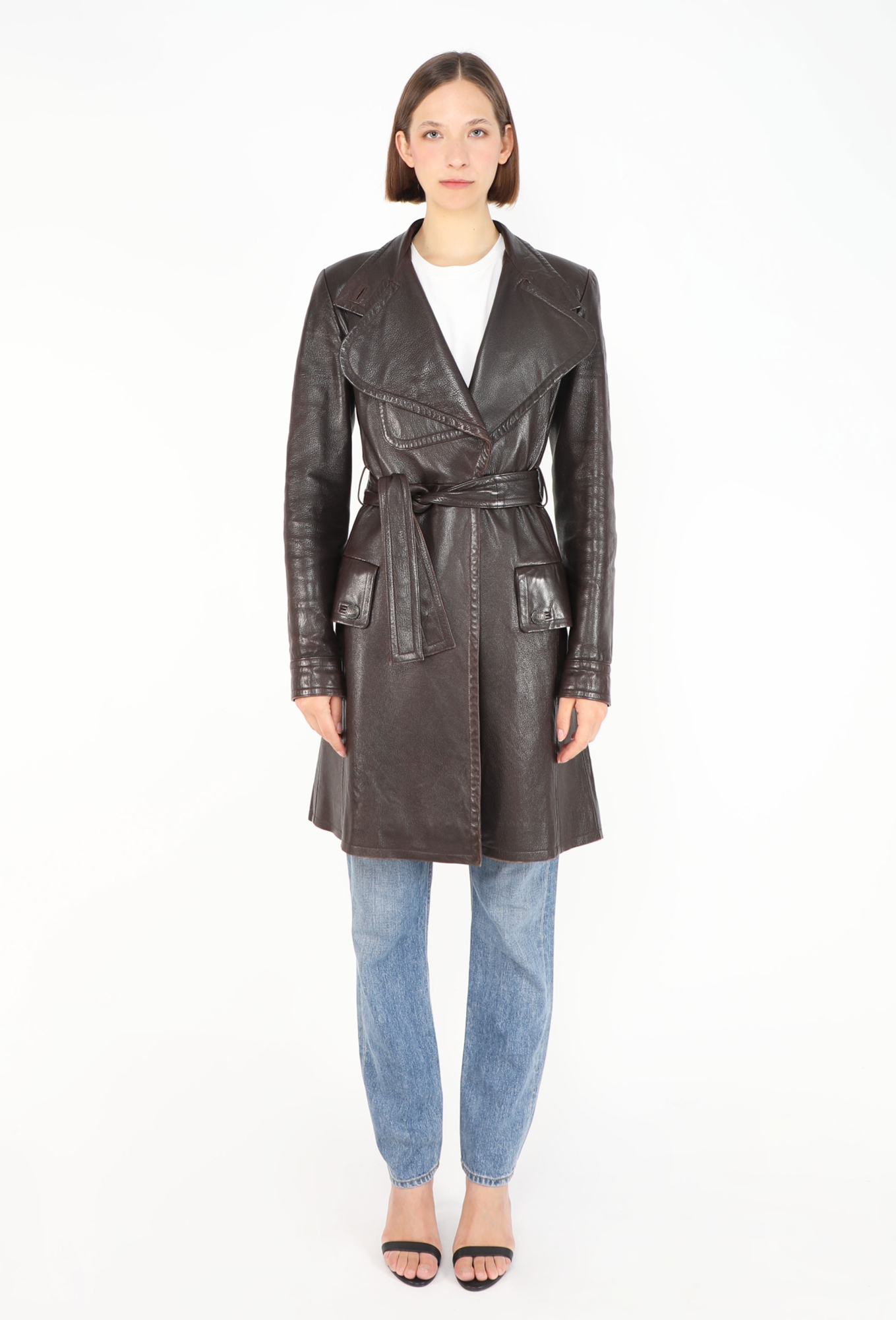 RARE F/W 1997 Notched Leather Coat - Chanel | ReSee