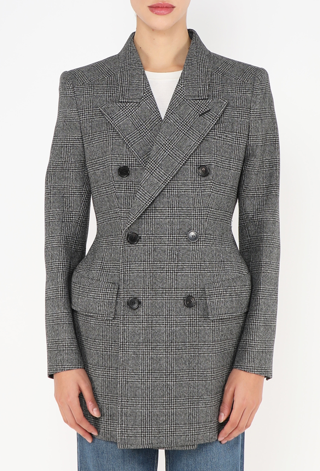 BALENCIAGA.PARIS（サイズ34）ツイードジャケット/グレー F/W 2018 Checkered Hourglass Blazer - Balenciaga | ReSee