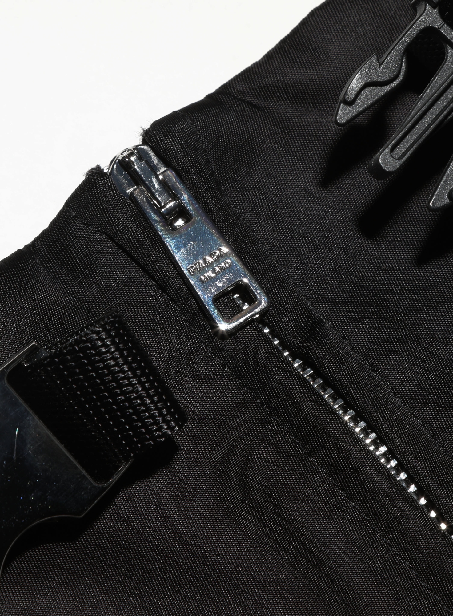 Prada | Nylon Peplum Belt Prada Nylon Silver Logo Buckle Fabric Peplum Belt Black ref  main image 2